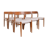 Danish Teak Dining Chair Model 75 by Niels Otto Møller for J.L. Møllers, 1960s, Set of 6.