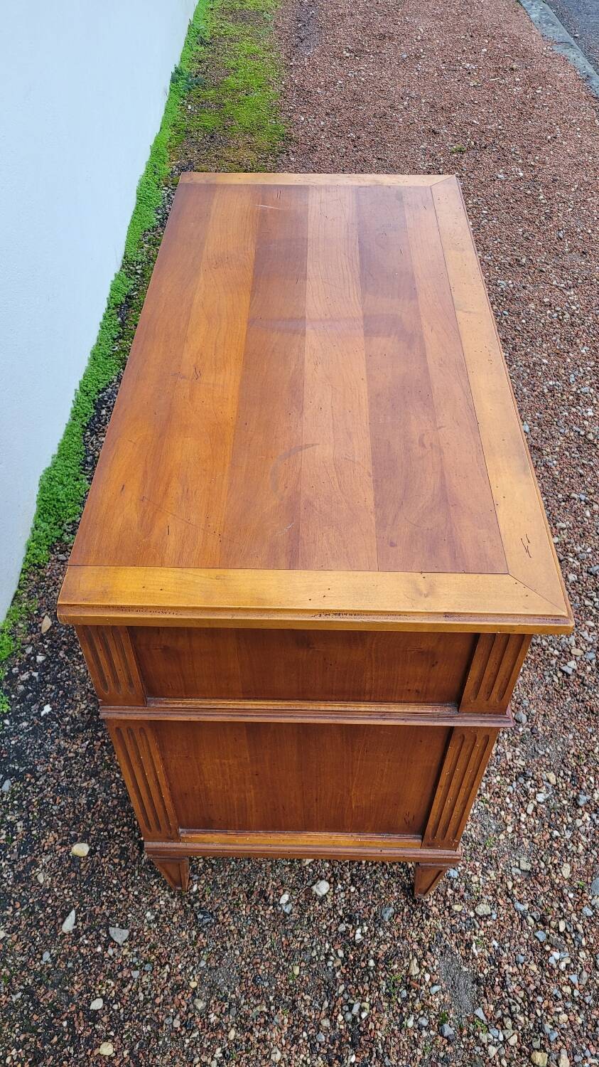 Louis xvi style chest of drawers in cherry wood 3 drawers