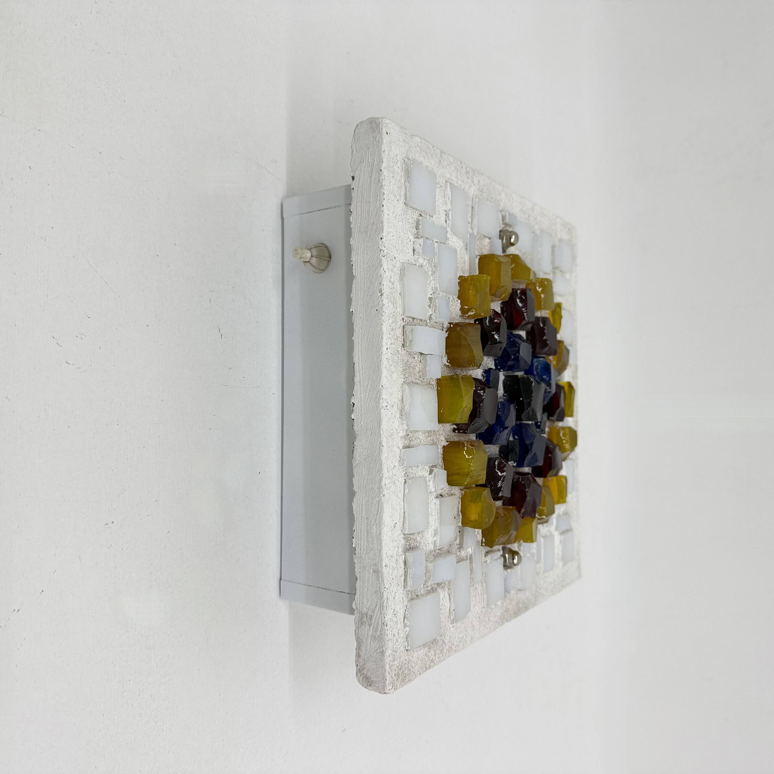 Brutalist wall lamp Glass with resin , 1970s , Germany
