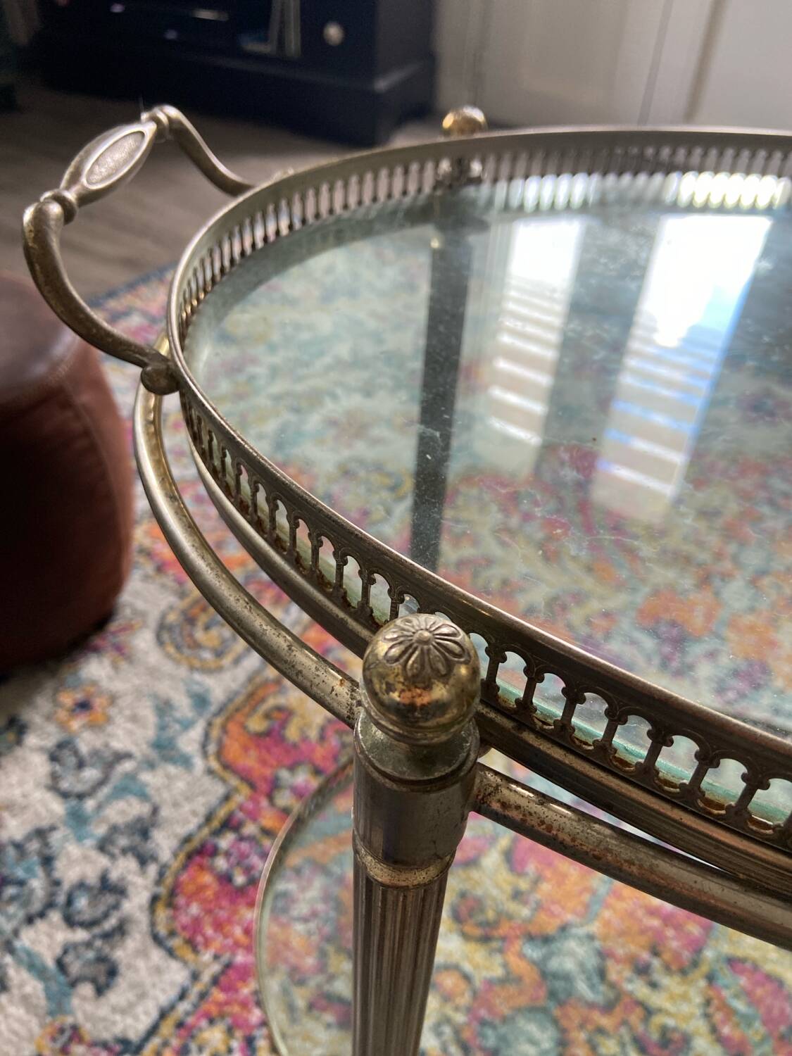 Glass and meral coffee table