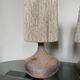 Pair of vintage Vallauris scarified seagrass stoneware lamps and rope lampshade
