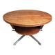 Vintage French Cherry Wood Coffee Table with Rotating Top - 1960s Round Shape on Iron Base Ø80cm
