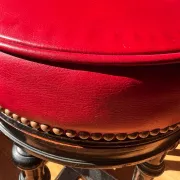 Napoleon III Piano Stool, French Red Velvet Ebonized Wood Accent Seat,
