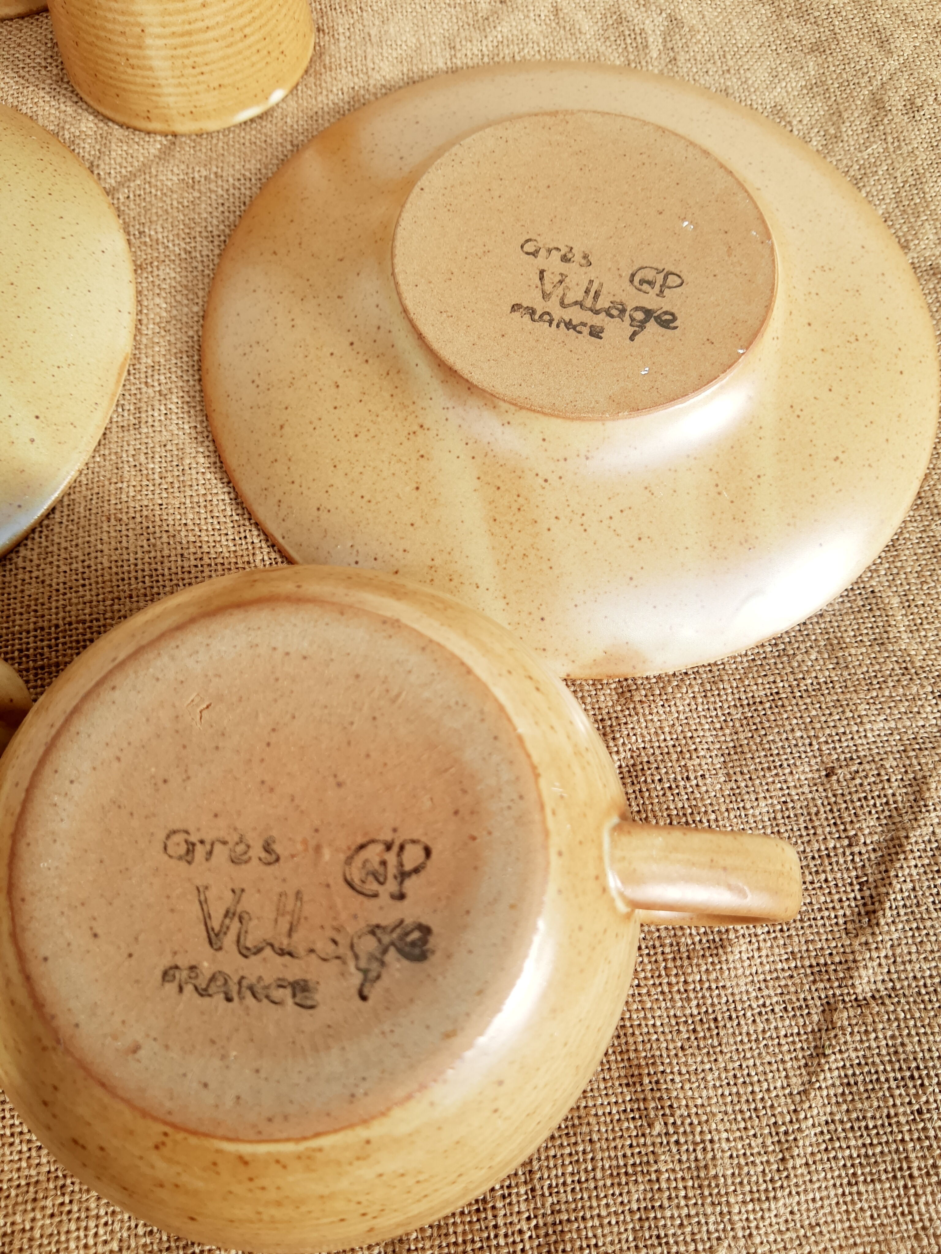 Coffee service tea chocolate stoneware village CNP France vintage