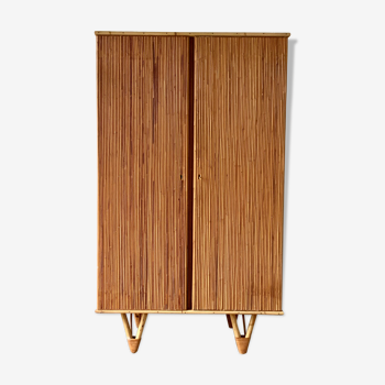 Armoire penderie vintage rotin