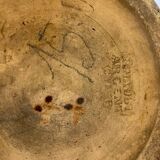 Vase en gres ceramique signé renault argent gres emaille polychrome