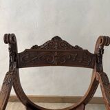 Dagobert armchair in walnut, Medieval style – Late 19th century