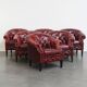 Ensemble de 6 fauteuils club Chesterfield en cuir de vache anglais