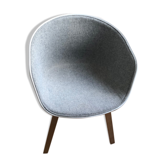 Armchair HAY white shell, tweed gray, purely light wood