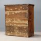 Antique pine wardrobe painted in walnut stain, restorations, Italy, 17th century.