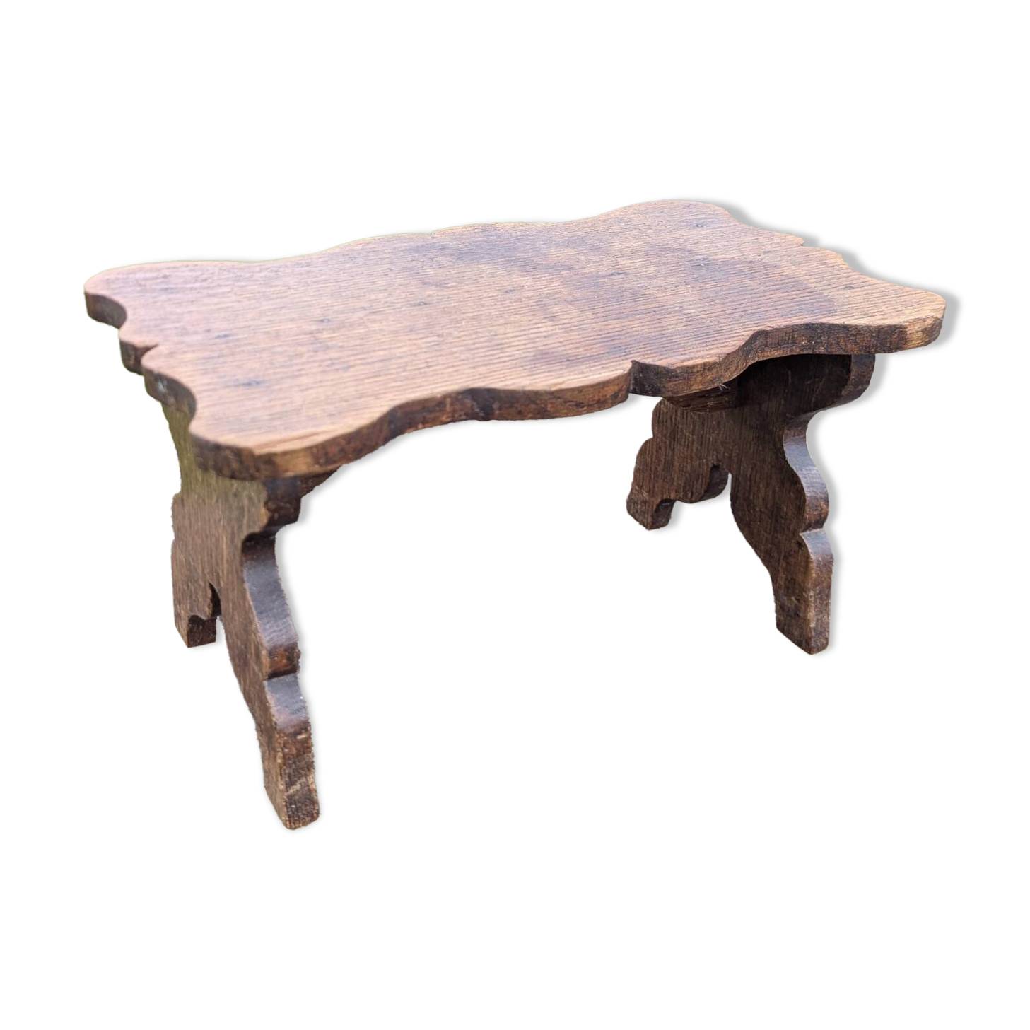Low Stool Footrest Antique Oak Wood