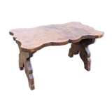 Low Stool Footrest Antique Oak Wood