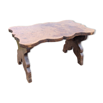 Low Stool Footrest Antique Oak Wood