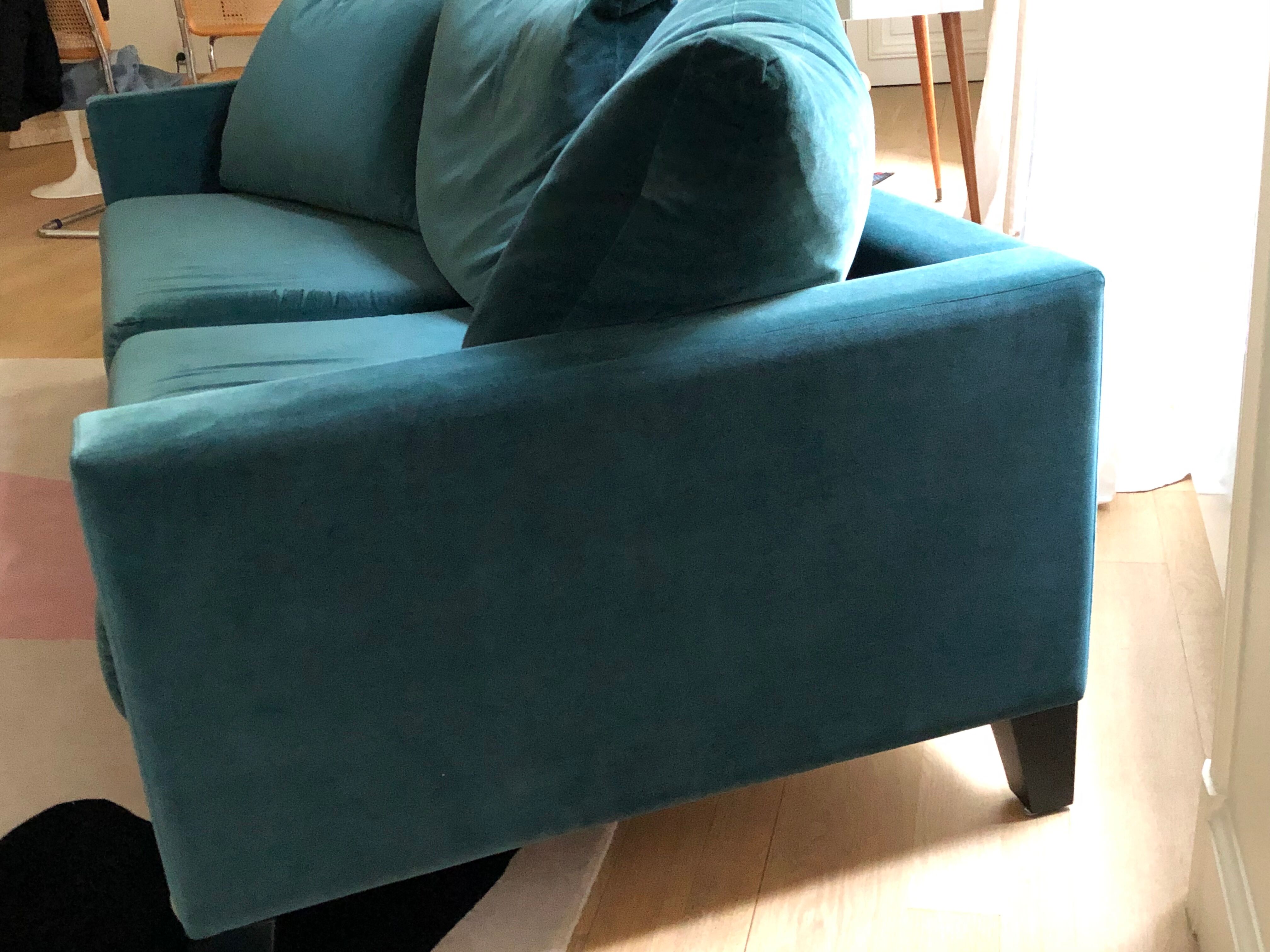 Gilles Nouailhac emerald green velvet sofa