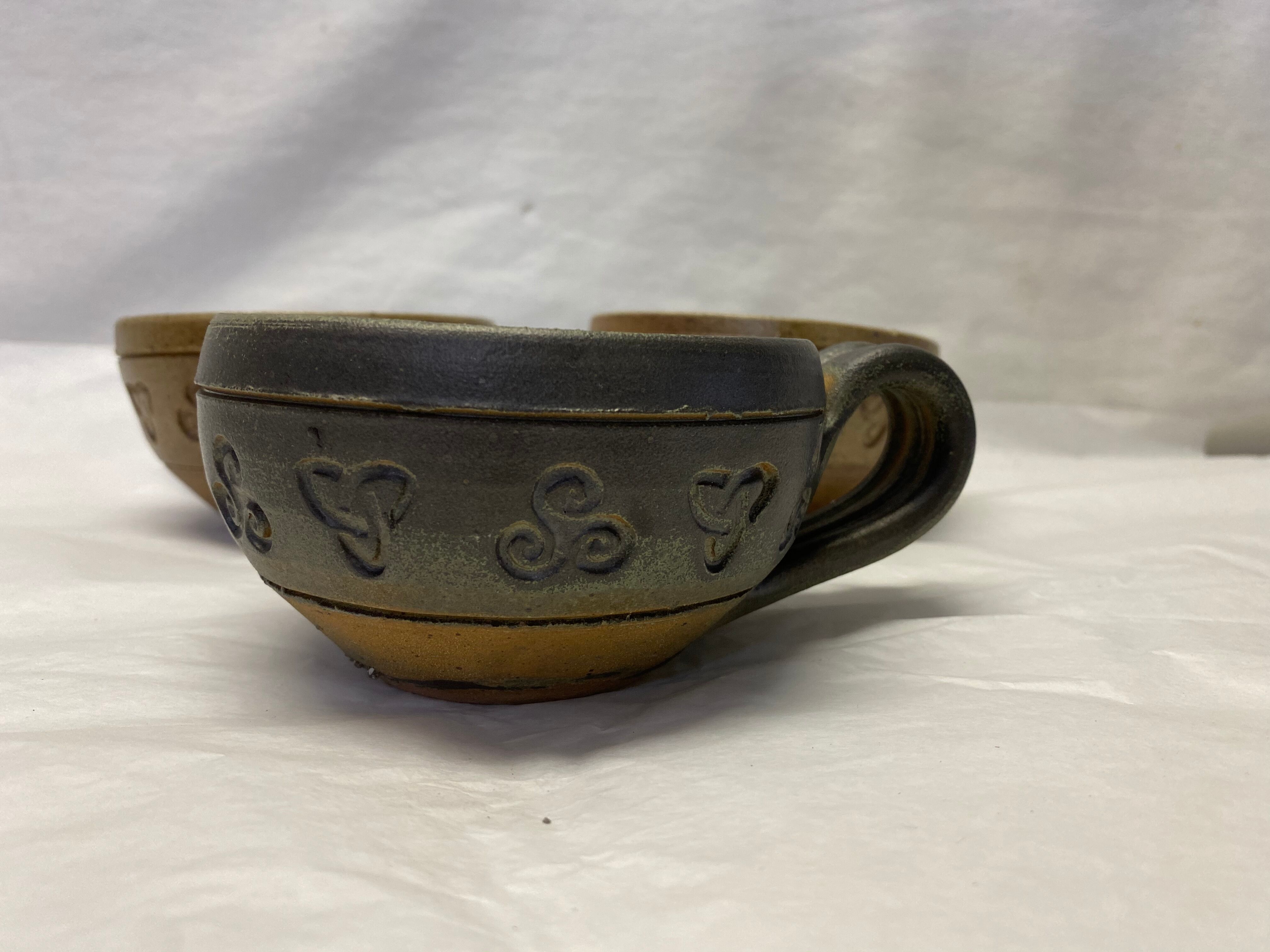 Set of 3 cups signed sandstone bowls