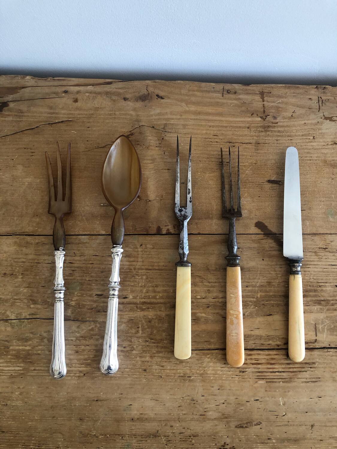 Silver metal serving cutlery