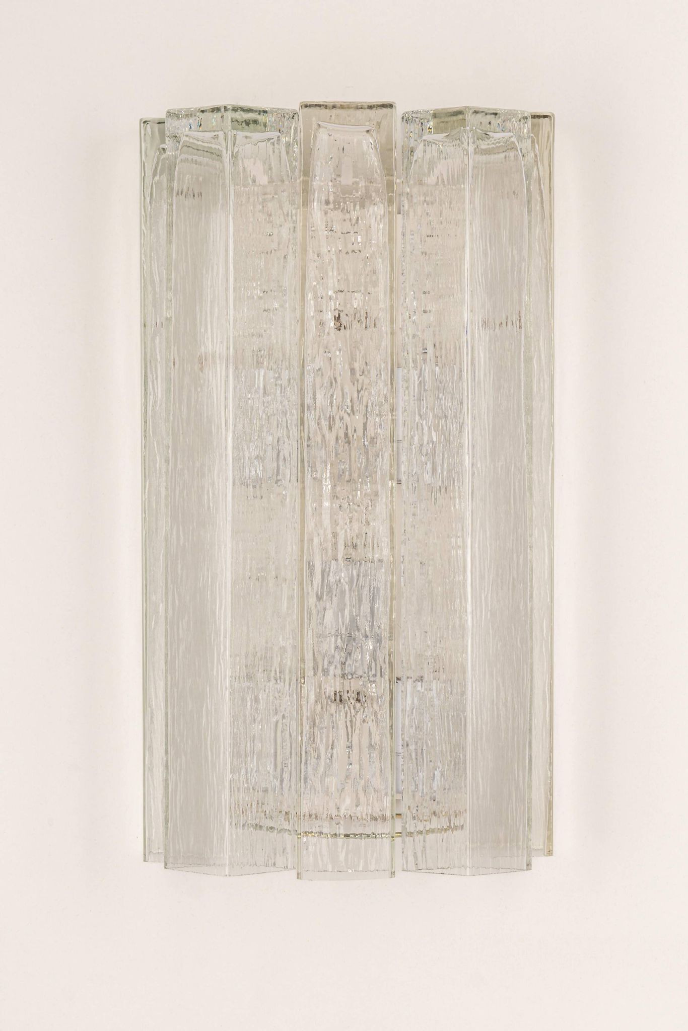 Large pair of wall sconces in brass and Murano glass by Doria, Germany, 1960s.