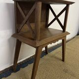 Bedside table with crossbars, vintage compass legs