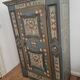 Antique blue hand-painted small Alpine wardrobe, circa 1810-20