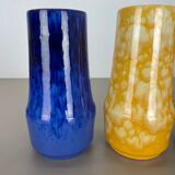 Set of Three Pottery Fat Lava "Supercolor" Vases Made by Scheurich Germany 1970s