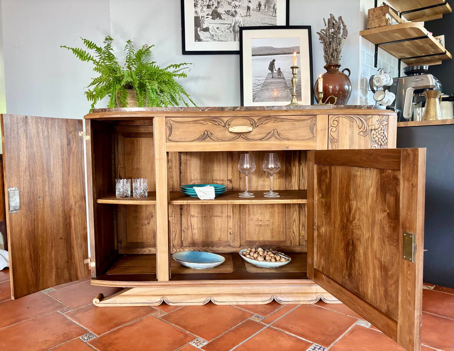 Buffet art déco en chêne massif