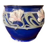 Art Nouveau pot cover in midnight blue ceramic, 1920