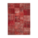 Hand-knotted oriental overdyed 177 cm x 248 cm red patchwork rug
