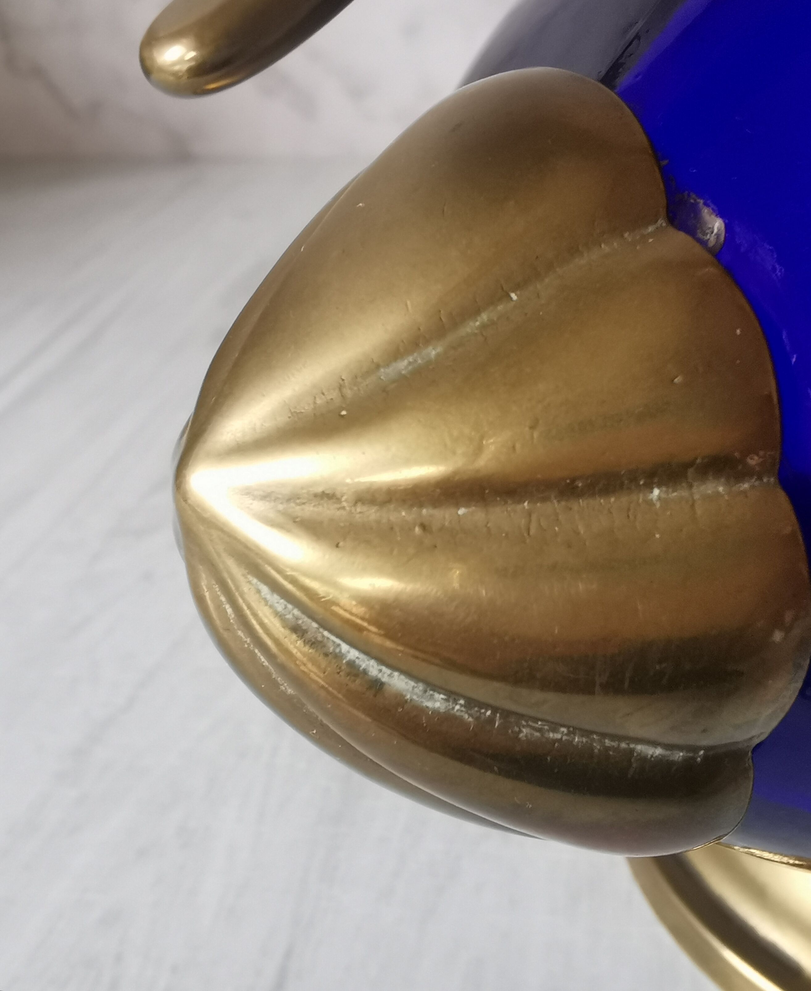 Glass and brass decanter