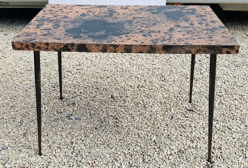 Vintage bistro table iron legs and speckled formica top