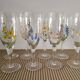 8 vintage hand-painted champagne flutes – flower decor