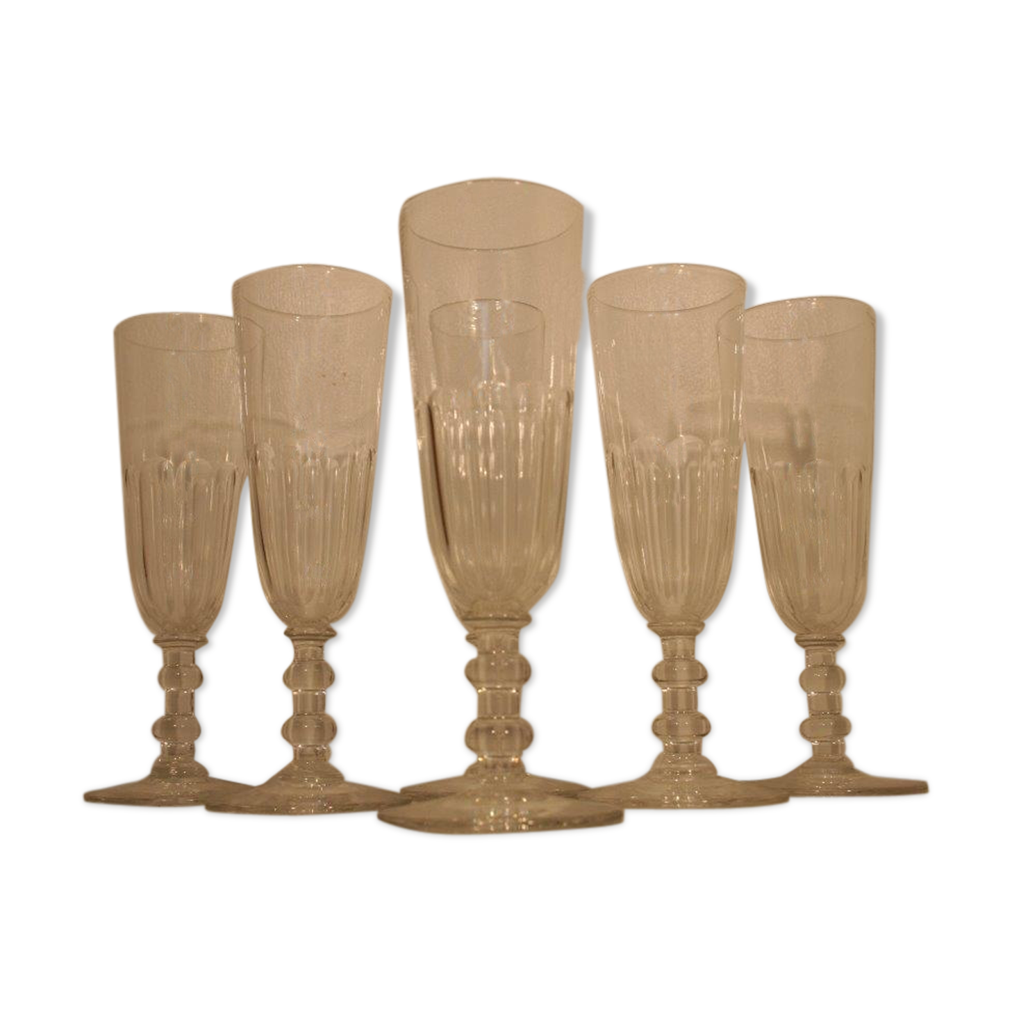 St. louis 6 flutes baccarat has champagne 19th cut sides flat crystal
