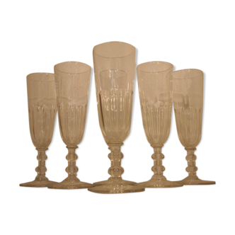 St. louis 6 flutes baccarat has champagne 19th cut sides flat crystal