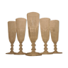 Set de 6 flutes a champagne cristal taillé cotes plates Baccarat Saint Louis 19ème