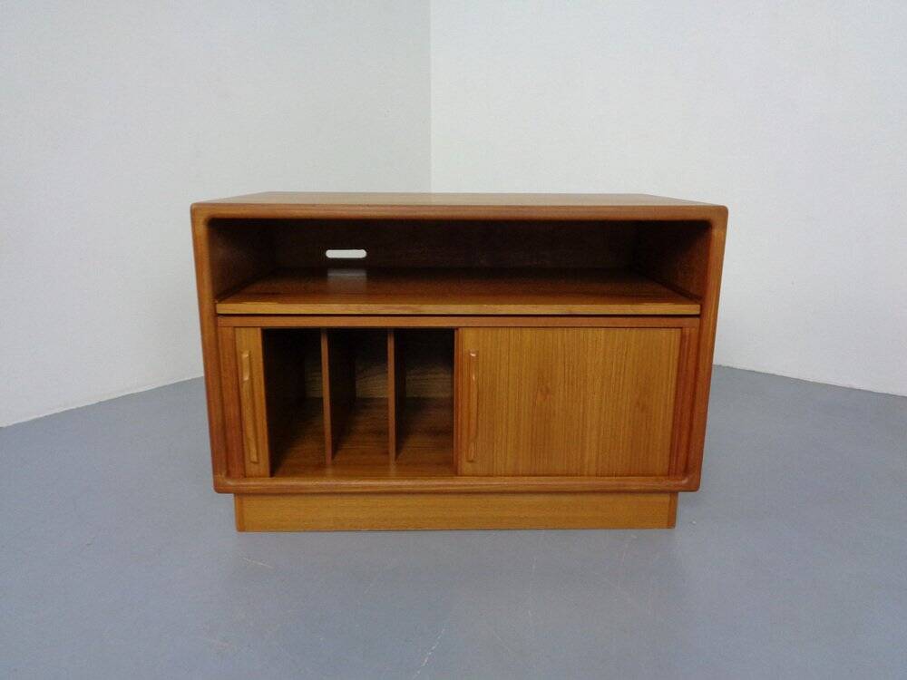Small Teak Tambour Media Sideboard from Dyrlund, 1970s