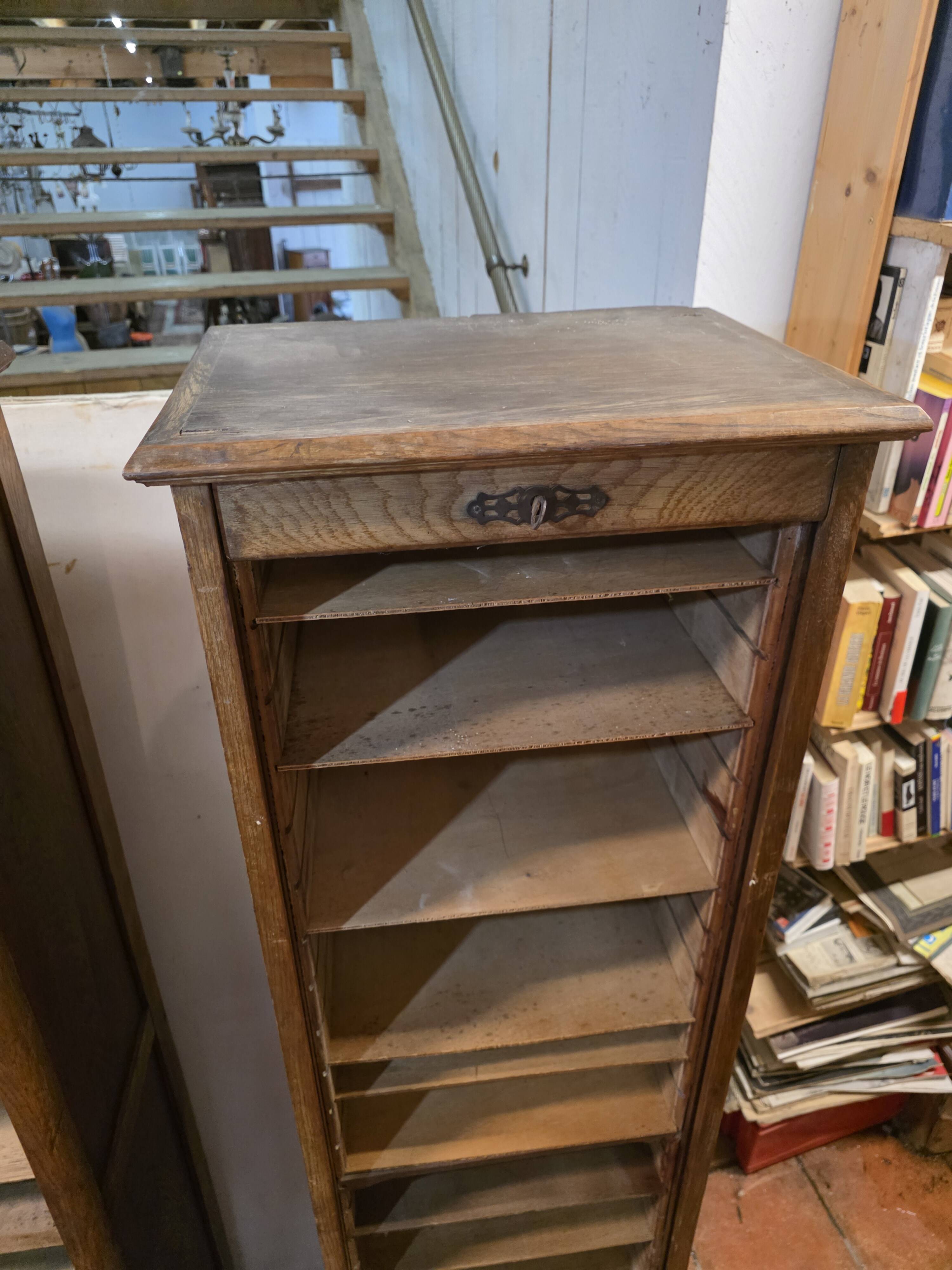 Pair of oak curtain file cabinets