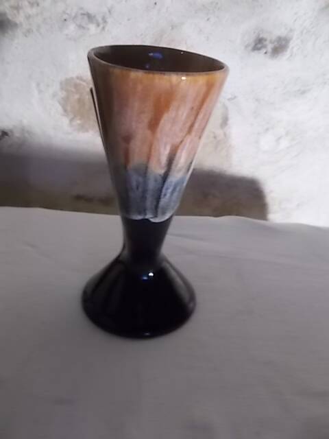 Vintage double neck vase in flamed stoneware