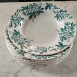 8 hollow plates Anemone pattern of St Amand green gray color