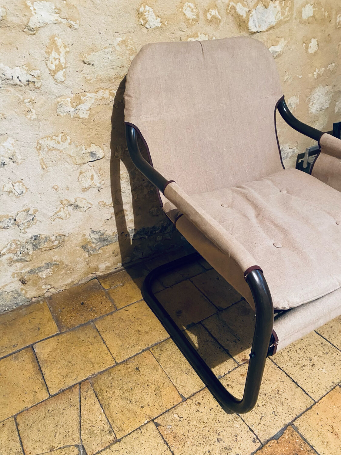 Fauteuil Ikea vintage en lin et métal