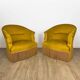 Paire de fauteuil crapauds velours moutarde