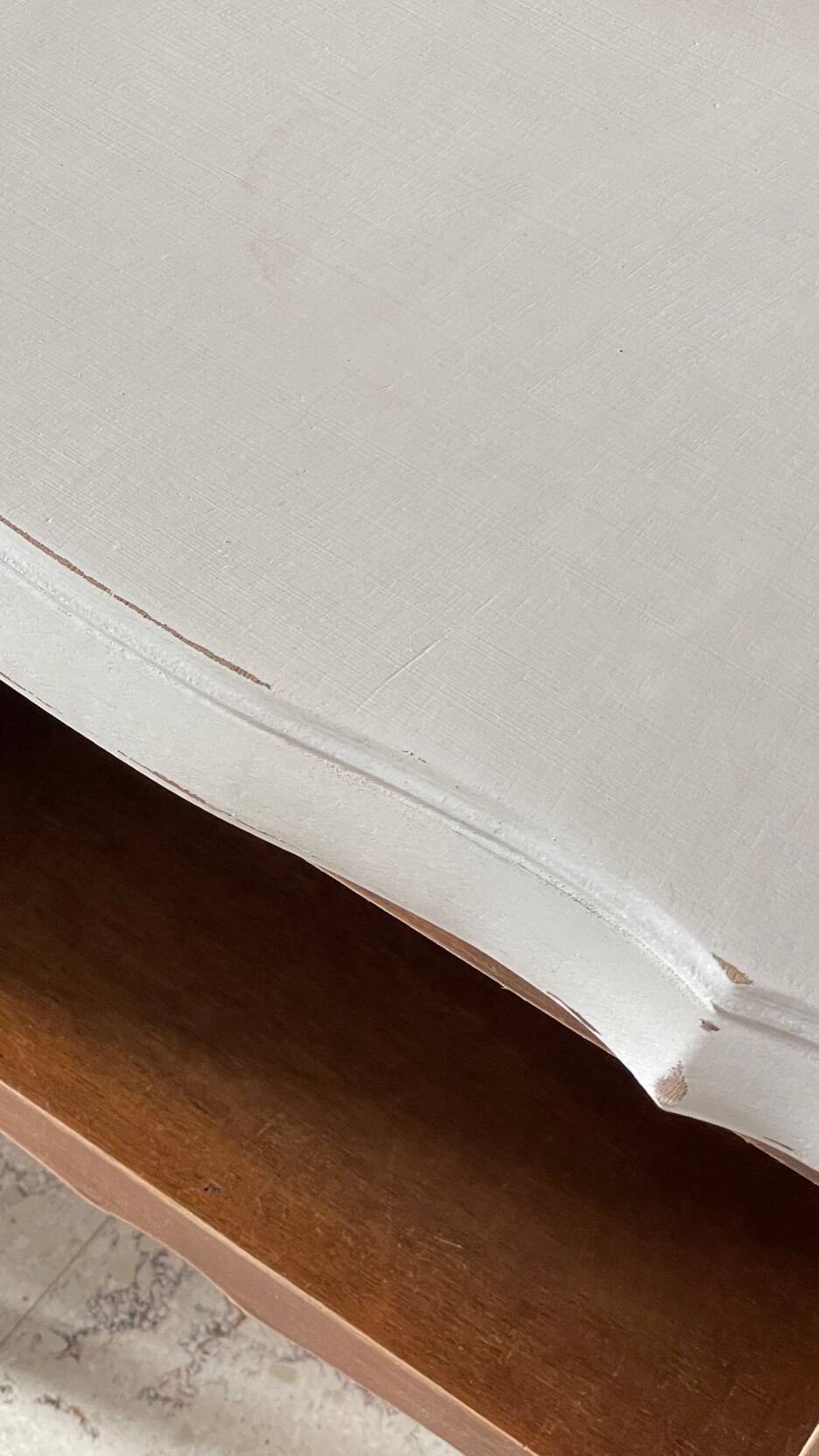 Vintage white and wood bedside table