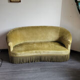 Old olive green toad bench