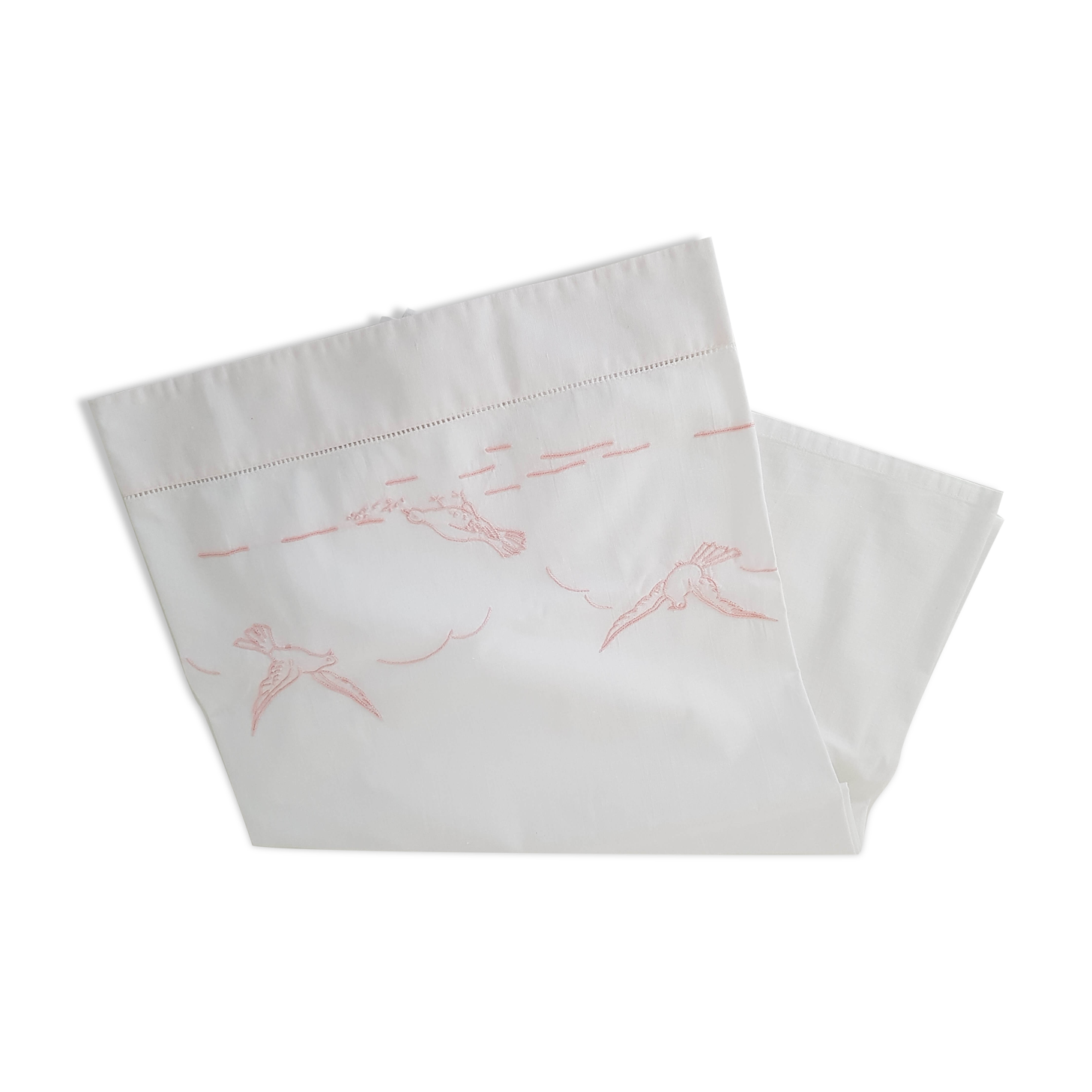 Old embroidered flat sheet for cradle