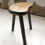 Handcrafted oak bean-shaped stool