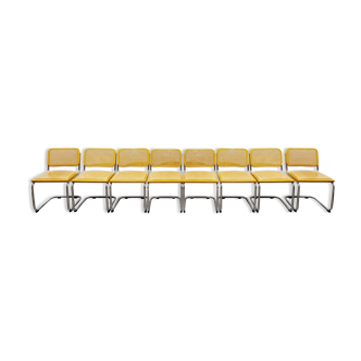 Vintage Marcel Breuer Cesca chairs set of 8, made in italy, 1970s