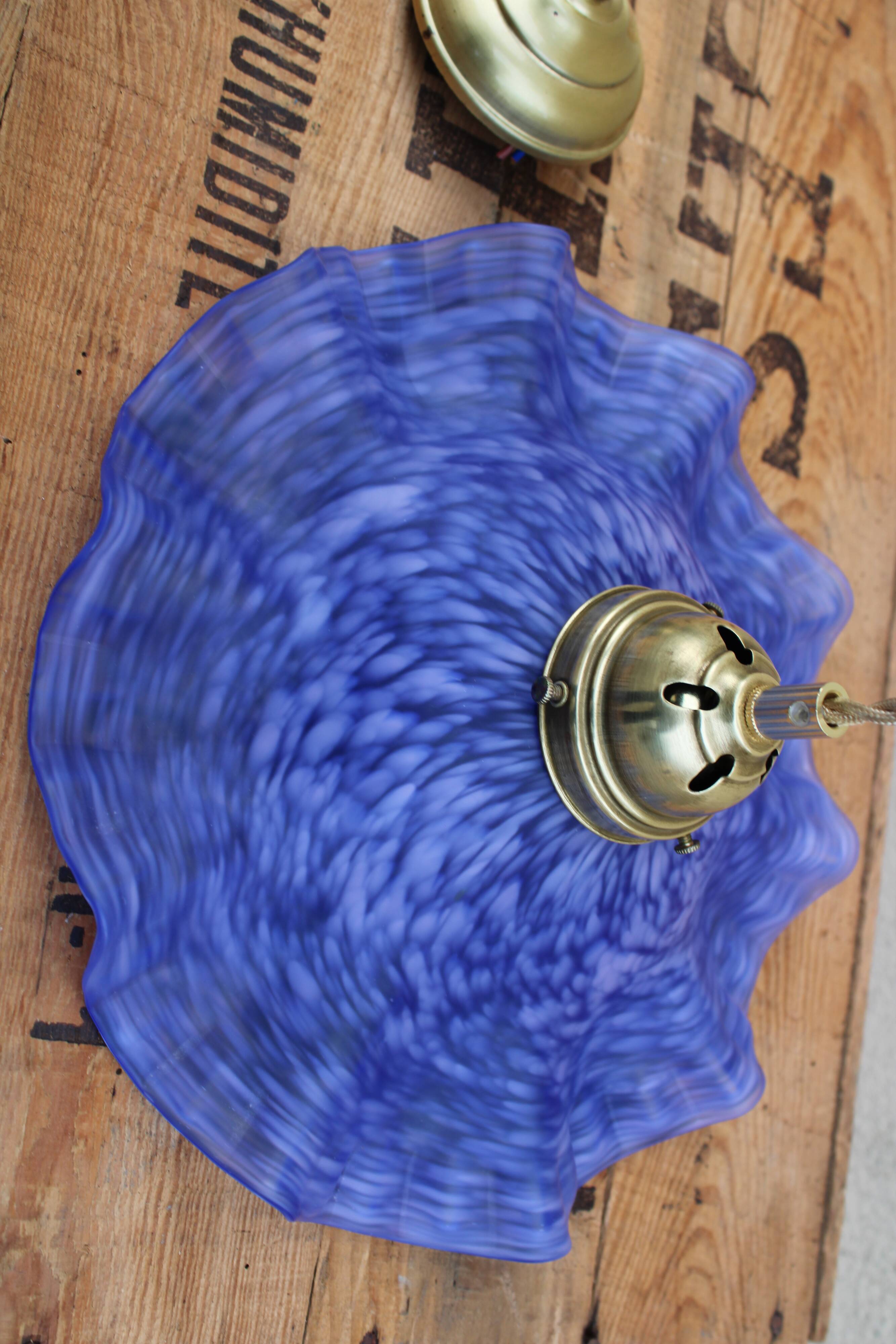 Hanging in blue glass paste