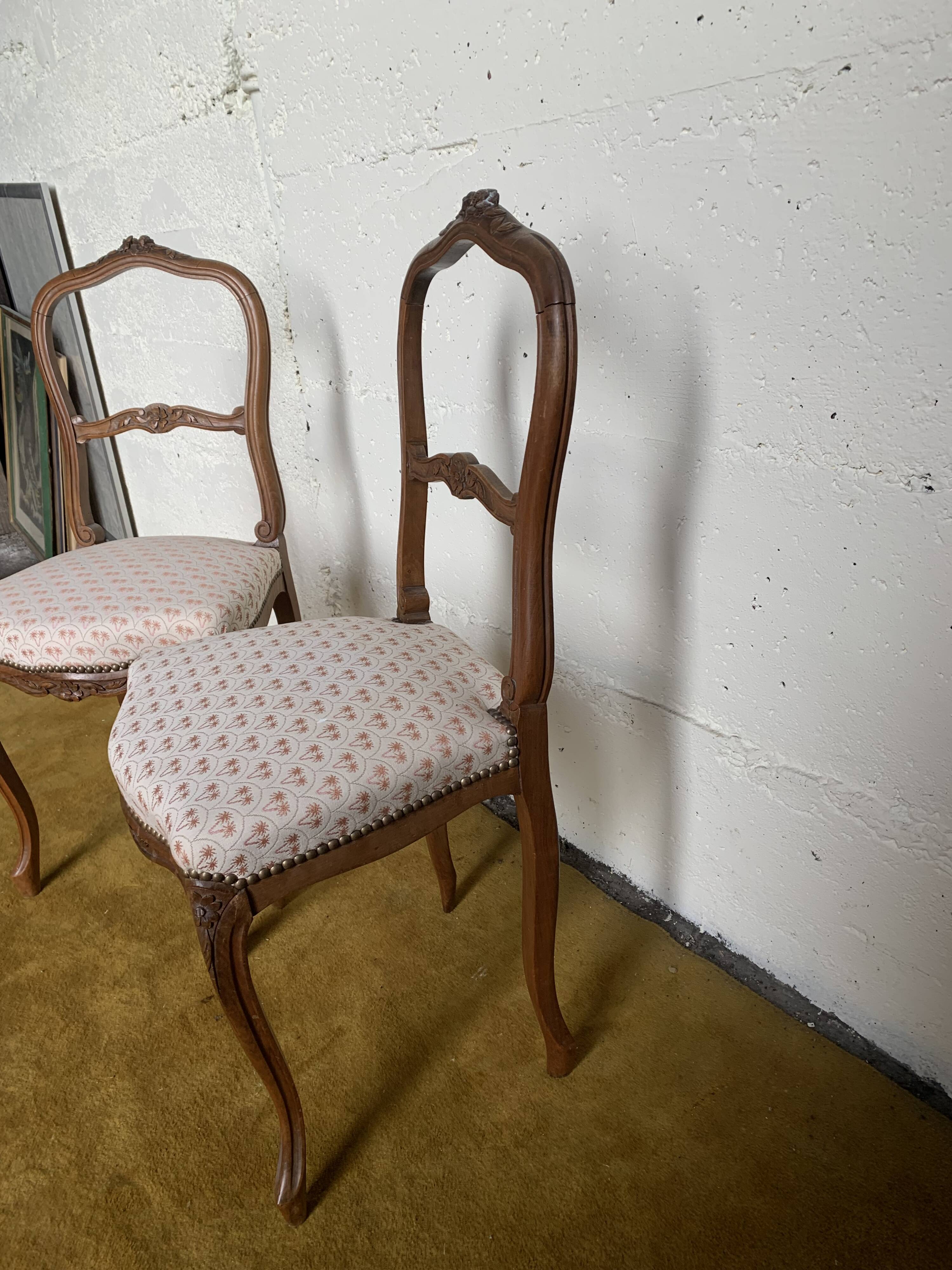 Duo de chaises à décor fleuri