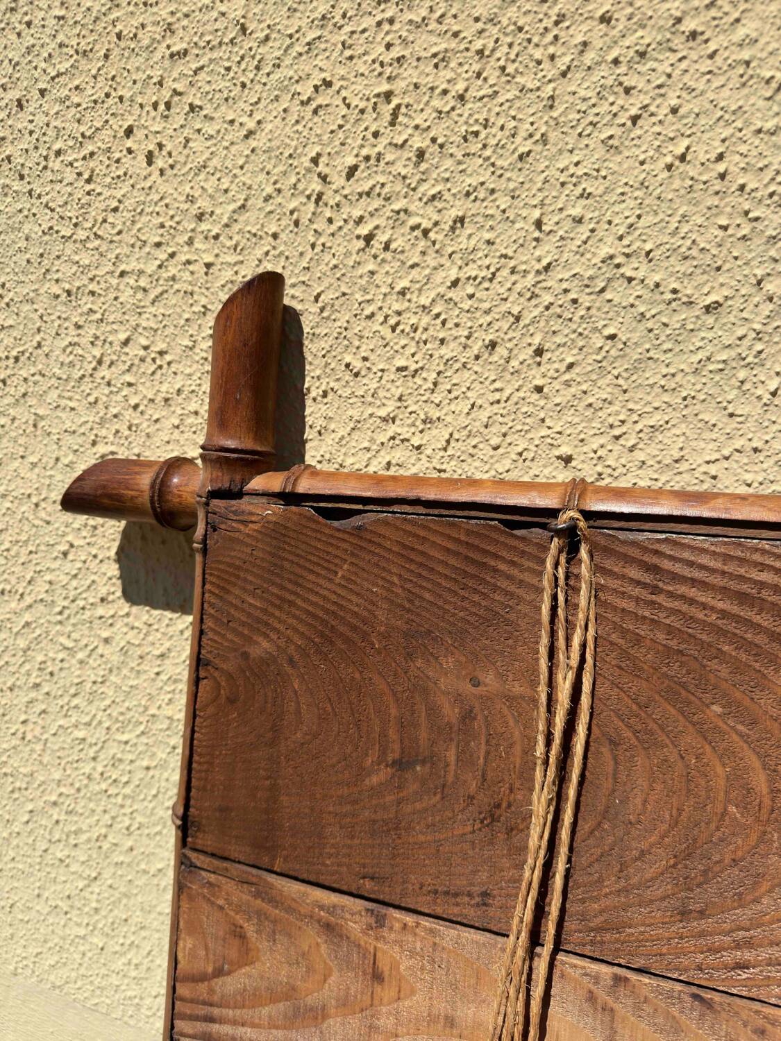 Antique bamboo style mirror mercury glass vintage solid wood