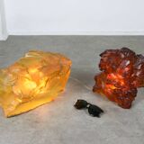 Vintage Italian Orange & Yellow Sculpture Lamps, 70s, set of 2