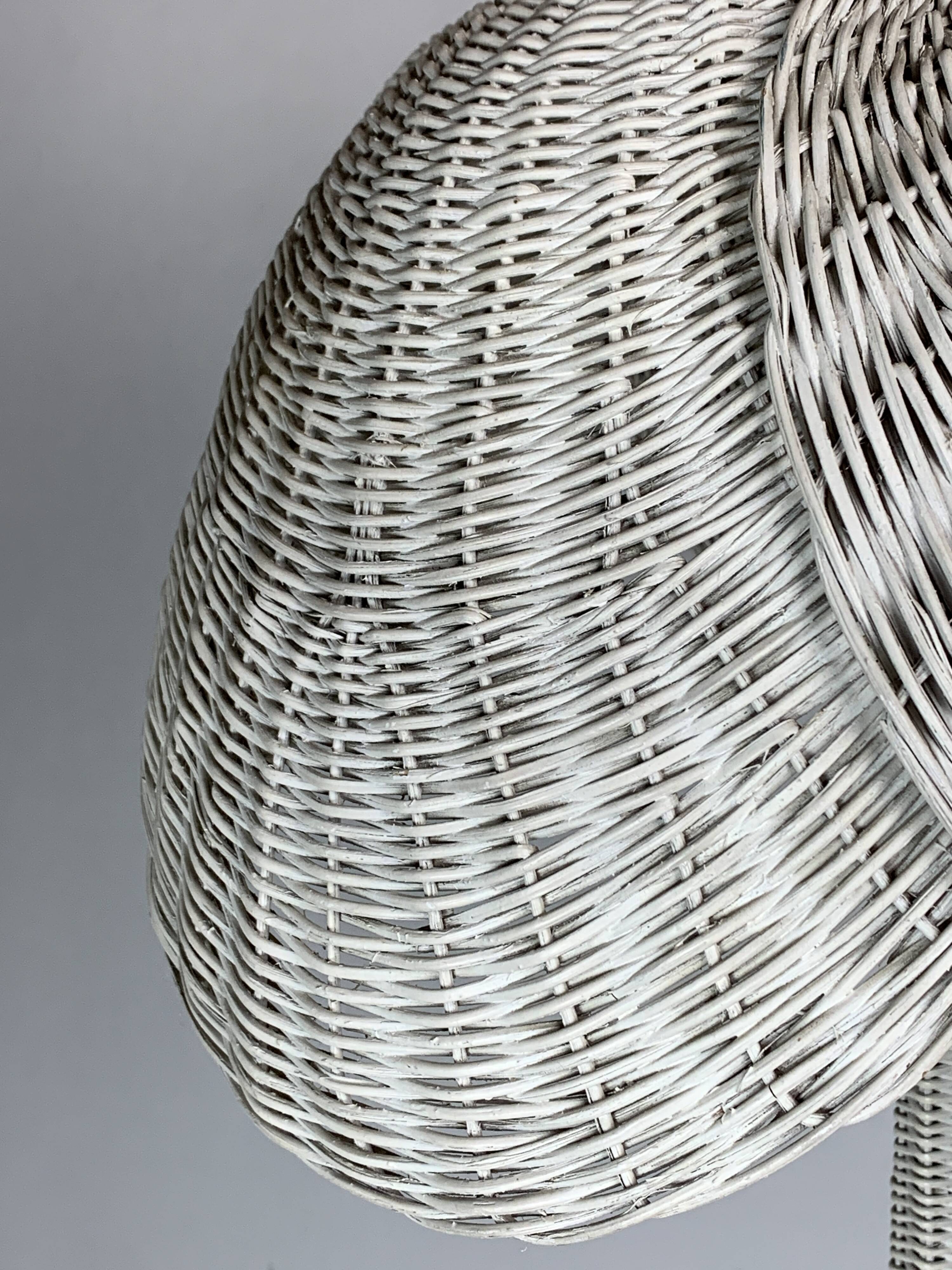 Mid-century French rattan wicker boho floor lamp, 1950s-1960s