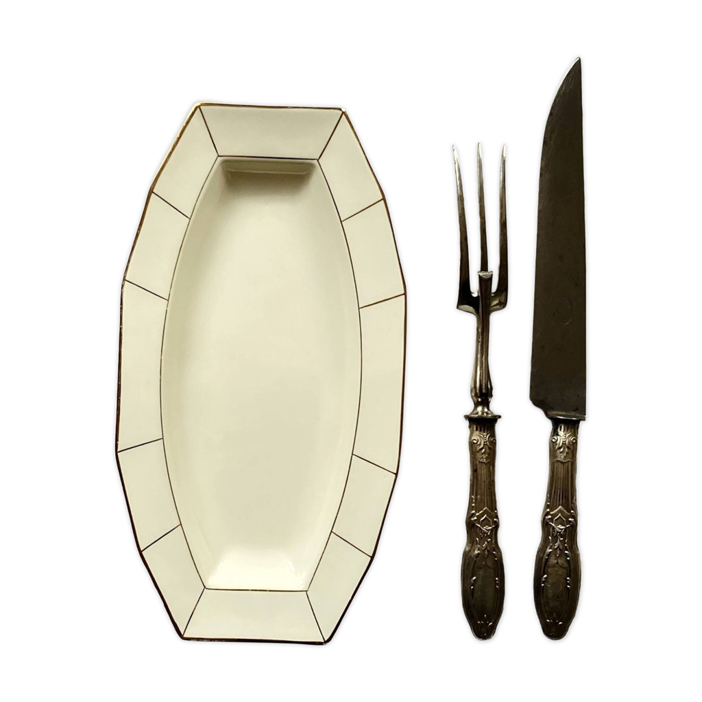 Lot Saucière Et Petit Plat Oval Vintage Badonviller - Fleurs - Années 1920-1949